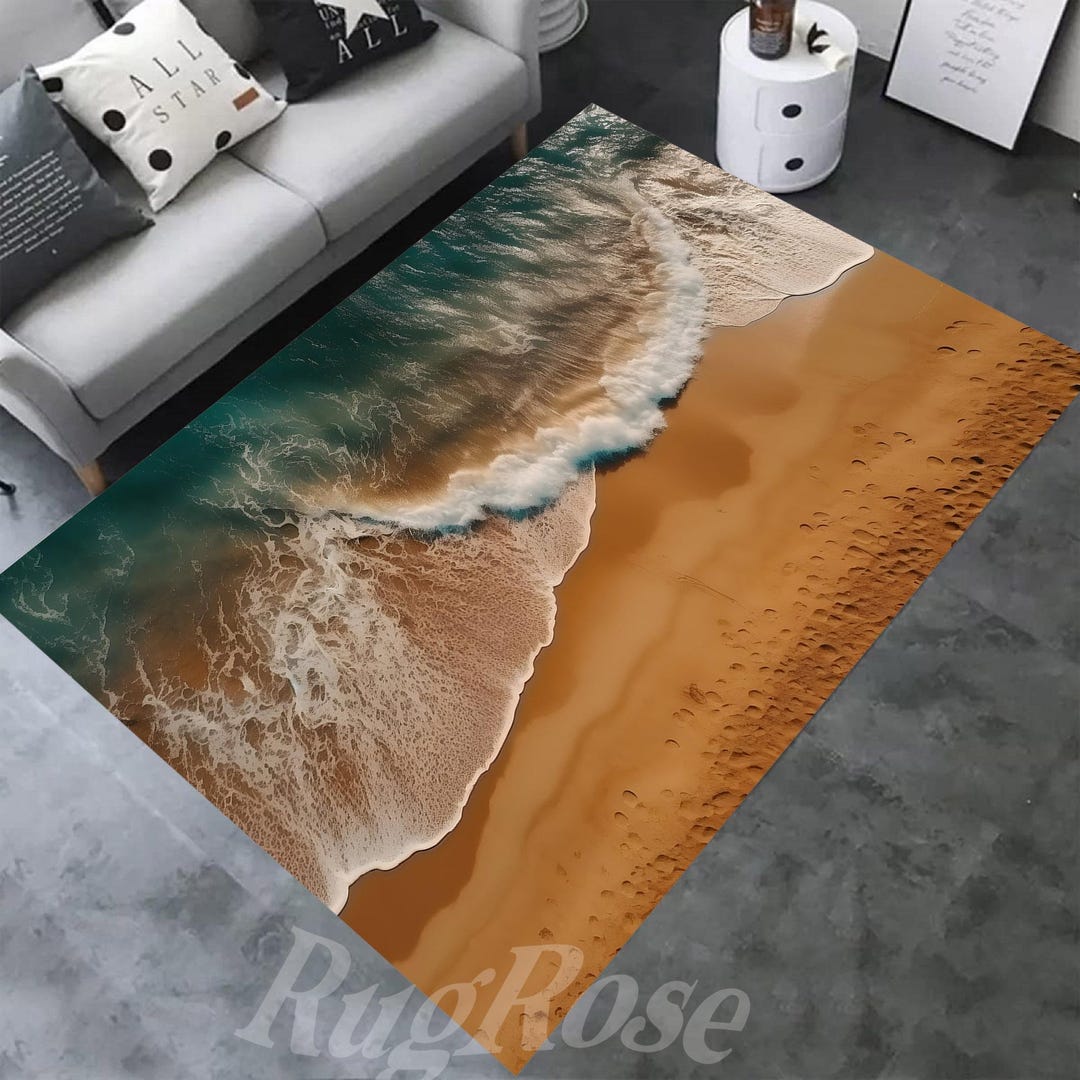 Beach Rug, Sea Rug, Sea Wave Rug, Sand Wave Rug, Nautical Rug, Clear ...