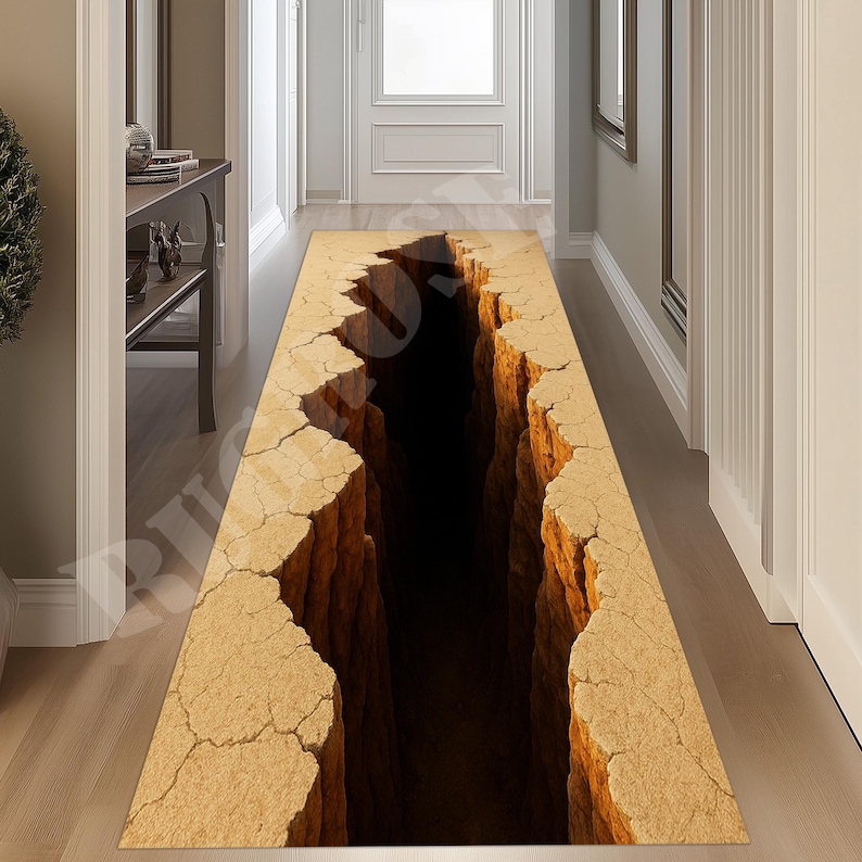 3D Crack Runner Rug, Optical Illusion Hallway Rug - Etsy