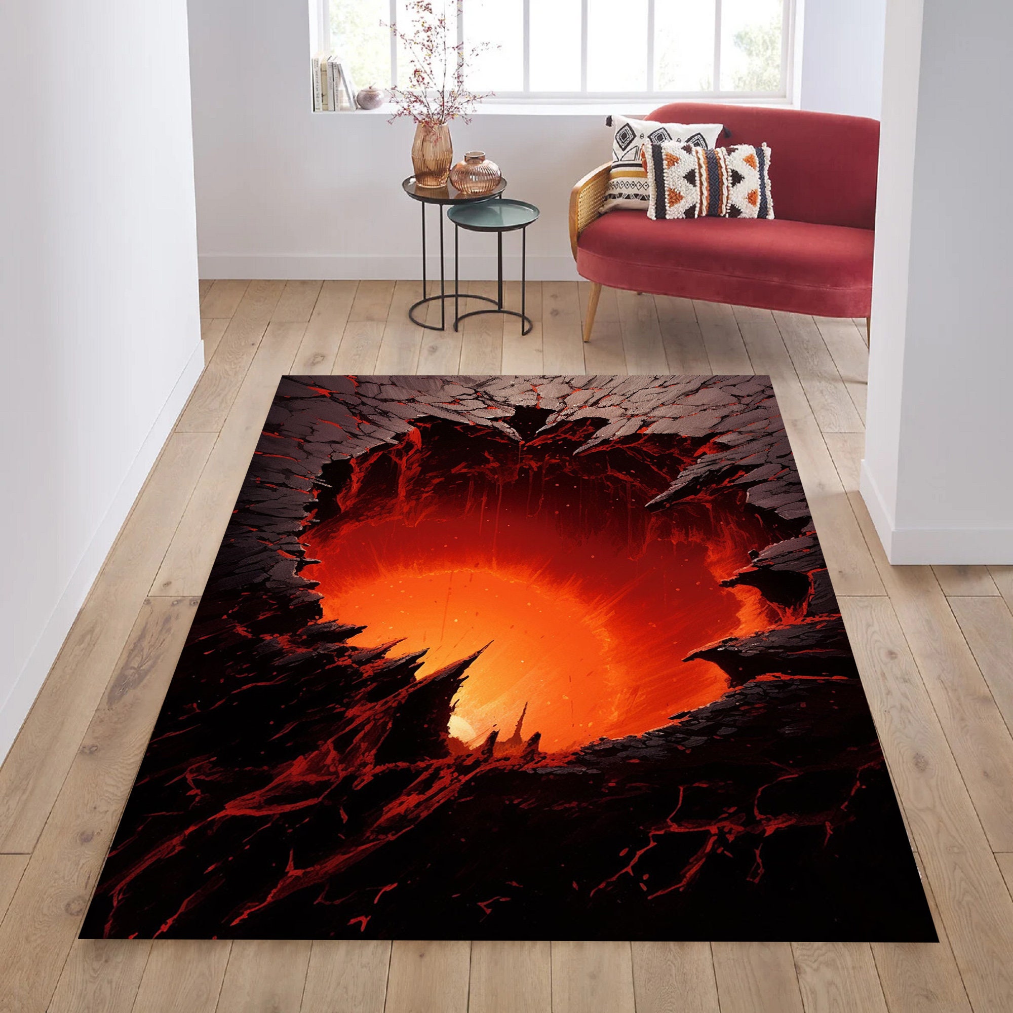 3D Lava Floor Rug, Hot Volcano Crack, Illusion Home Decor - Etsy