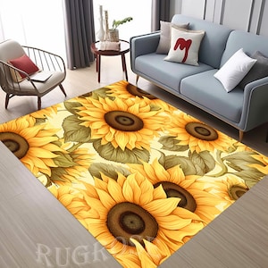 Sunflower,Sunflower Pattern Rug, Colorful Sunflower Rug, Home Decor Rug, Modern Area Rug, Flower Rug, Colorful Rug,Yellow Flower Rug,Art Rug