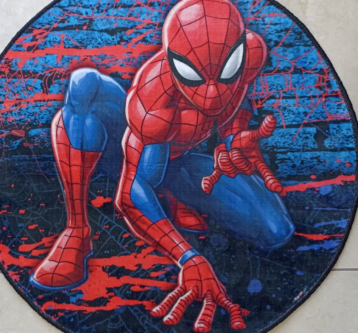 Spiderman Round Rug, Modern Kids Room Carpet - Etsy