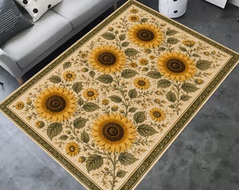 Sunflower Home Decor Rug, Non-Slip Cotton Base