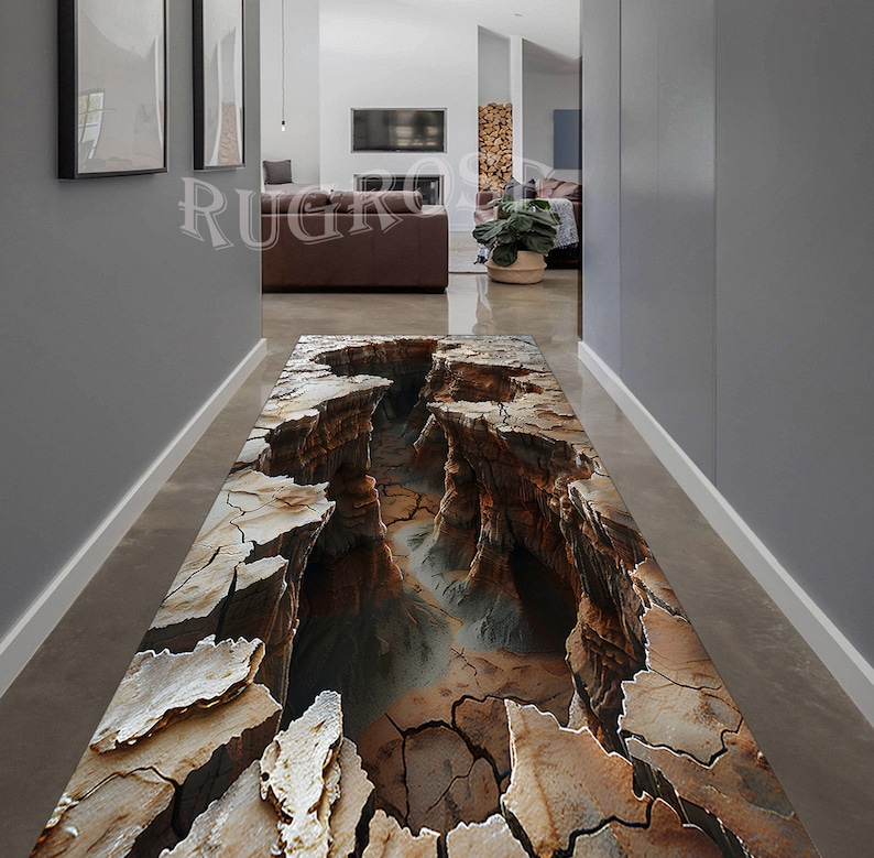 3D Crack Optical Illusion Runner Rug, Non-slip Cotton Base - Etsy