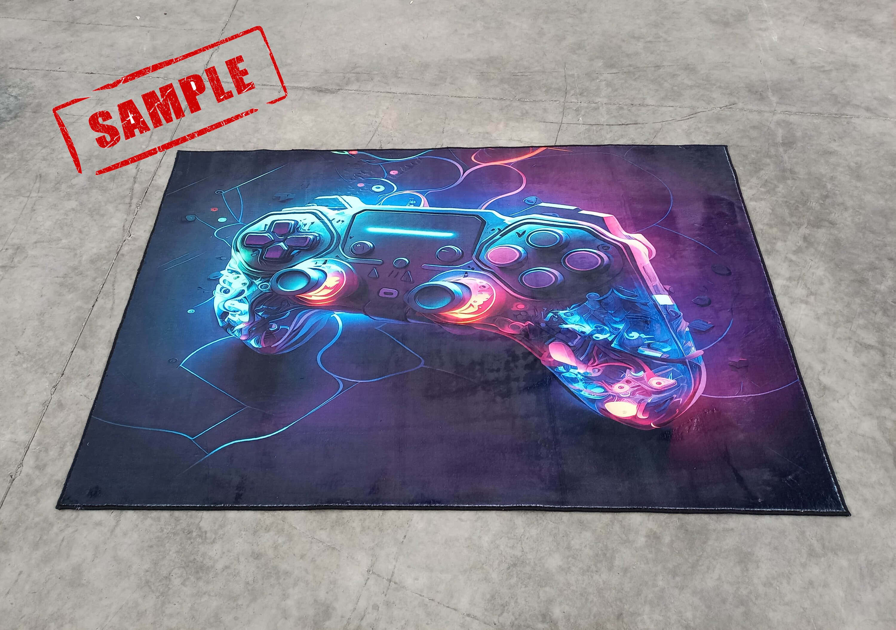 Retro Controller Rug Neon Game Controller Rug, Gamer Room Decor - Etsy