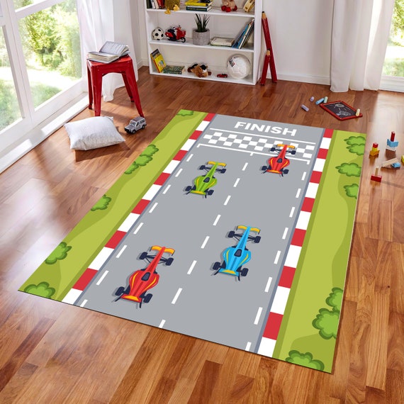 Buy Racing Car Racing Car Rug Finish Line Car Pattern Rug