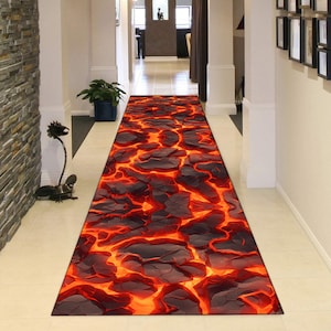 Lava Rug, Lava Runner Rug, Hot Lava Rug,Volcano Floor Rug, Lava Pattern Rug,Hallway Rug,Lava Long Rug,Modern Runner Rug,Gift Lava Rug,Runner