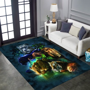 Tiger Rug,Tiger Pattern Rugs,Animal Themed Rug,Cool Animal,Living Room Rug, Colorful Rugs,Big Cat Rug,Living Room Decor, Non Slip Rug