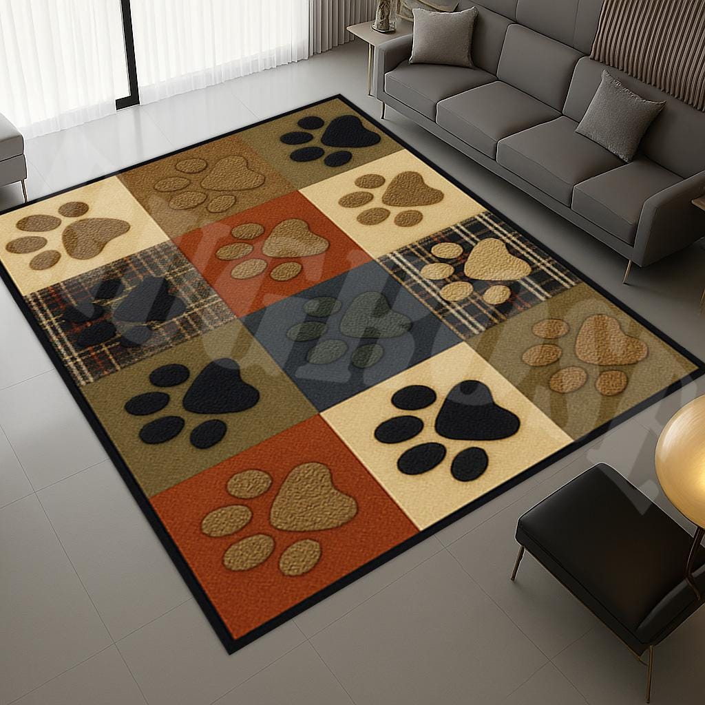 Paw Print Area Rug, Modern Pet Decor, Kids Room Rug - Etsy