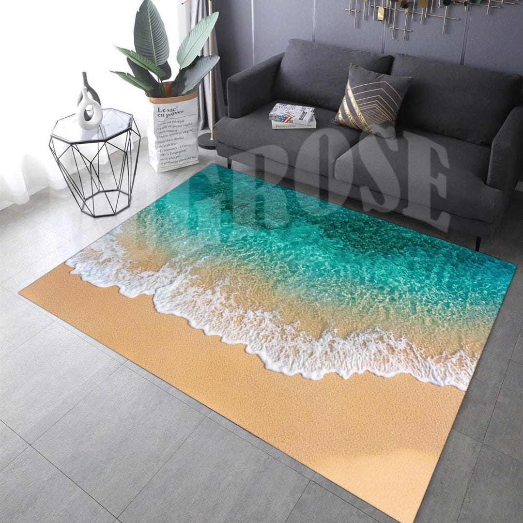 3docean Rugs Beach Wave Rug, Nautical Coastal Decor, 3D Print Rug - Etsy