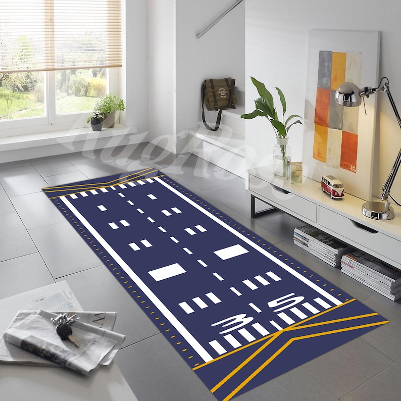 Flight Line Rug Airport Runway Runner Rug, Flight Decor, Kids Room Rug - Etsy