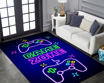 Gamer Rug, Game Room Rug, Gaming Rug, Joysticks Rug, Populer Rug, Gift for Gamer, Gift for him, Non Slip Rug, Living Room Rug, Game Rug