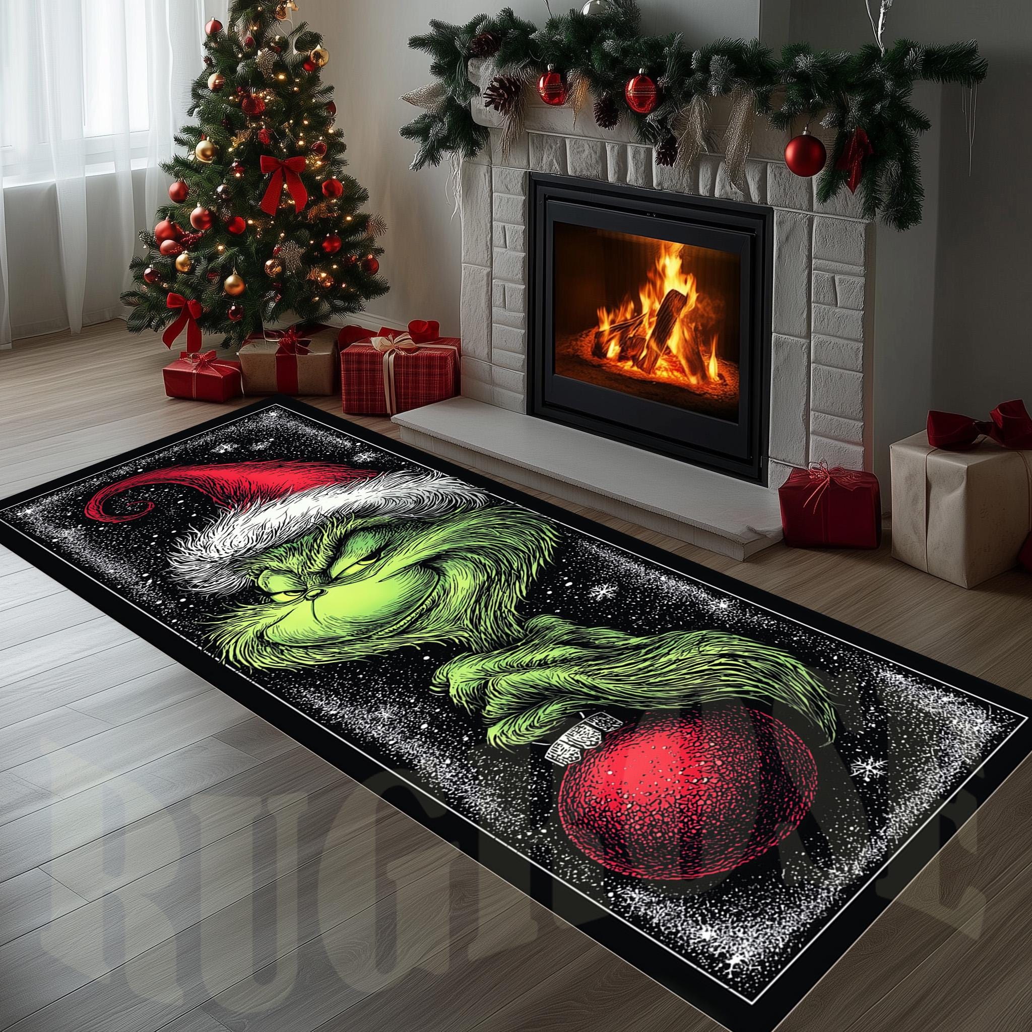 Grinch Christmas Runner Rug: Non-slip Holiday Hallway Carpet - Etsy