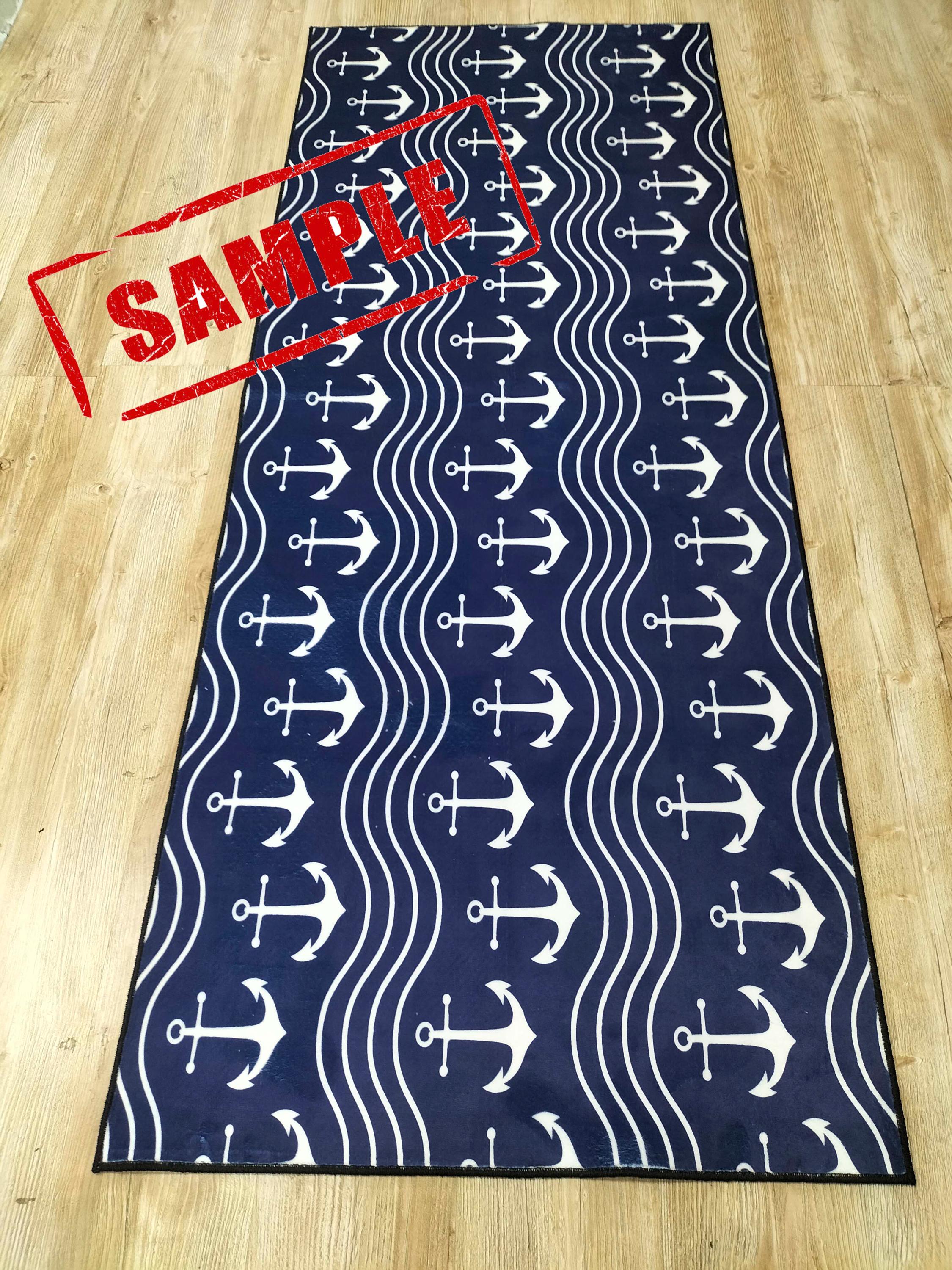 Nautical Anchor Pattern Runner Rug, Non-slip Cotton Base - Etsy