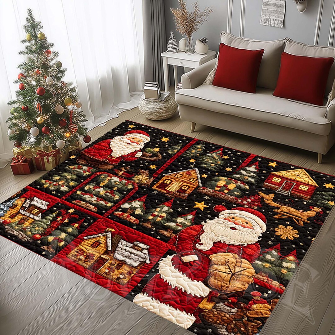 Christmas Rug, Christmas Ornament Rug, Santa Decor Rug,snowflake Rug ...