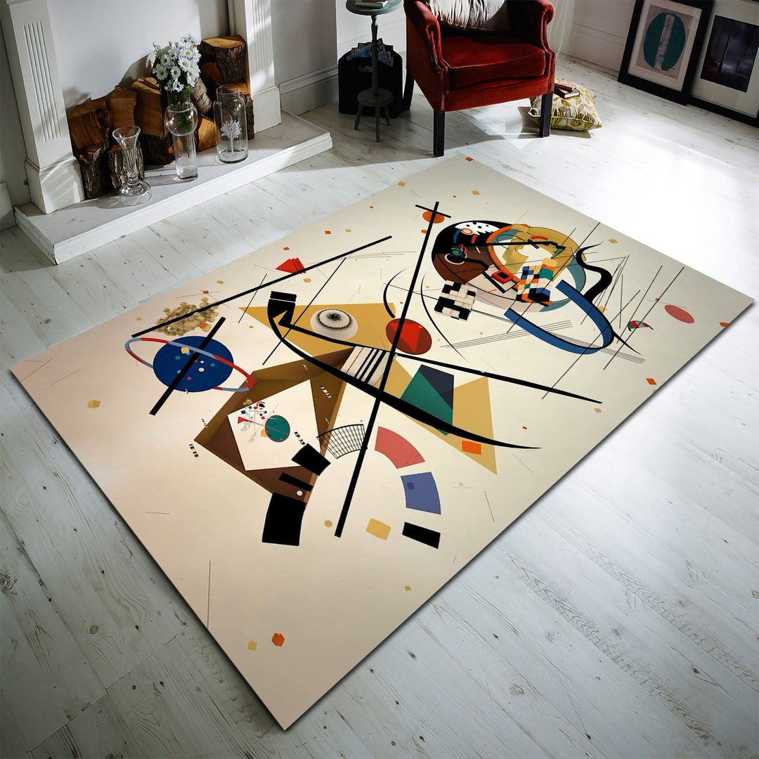Wassily Kandinsky Abstract Rug Modern Art Style Non slip Cotton Base Wassily Kandinsky Abstract Rug Modern Art Style Non slip Cotton Base