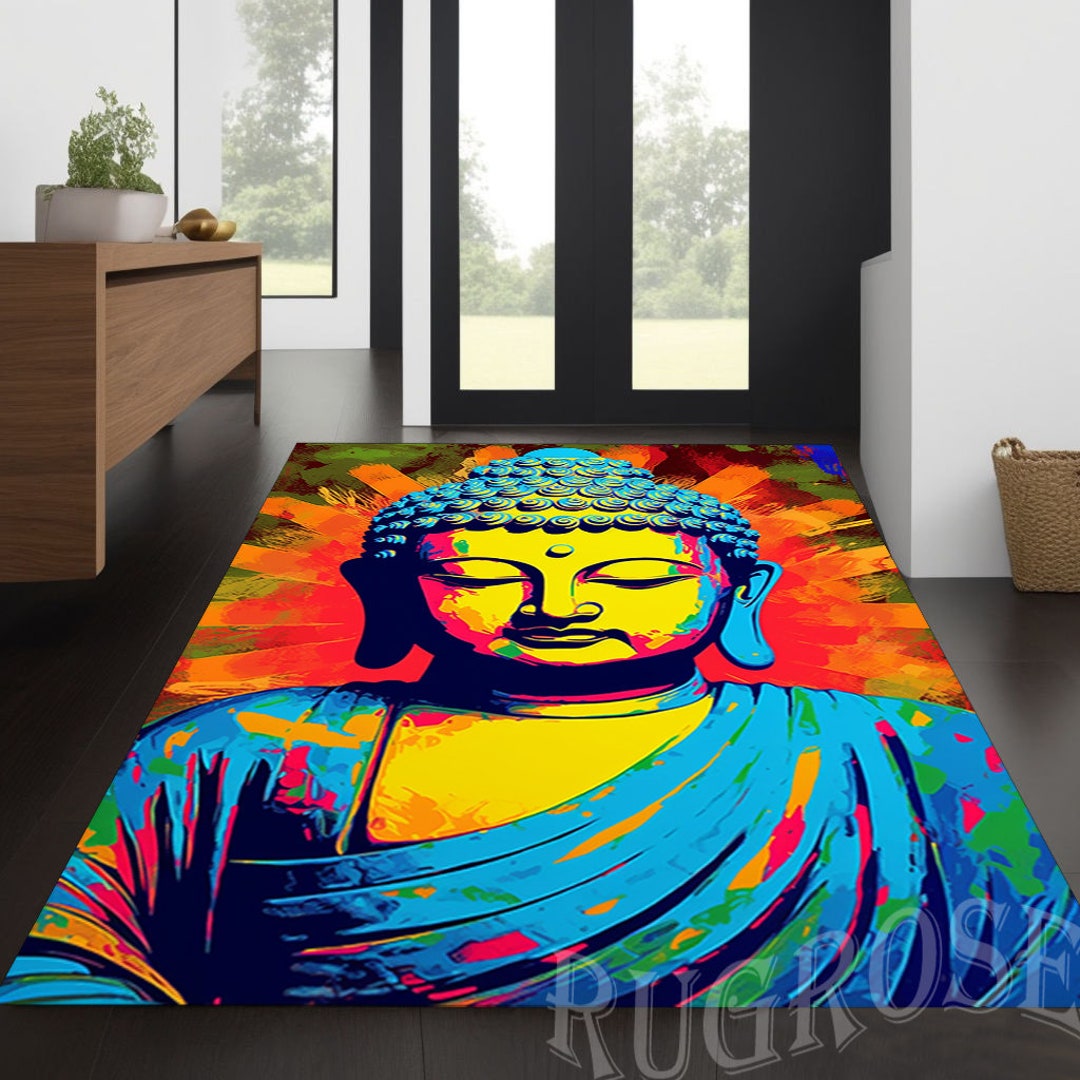 Buddha Rug, Buddha Pattern Rug, Buddha Print Rug, Yoga Rug, Meditation ...