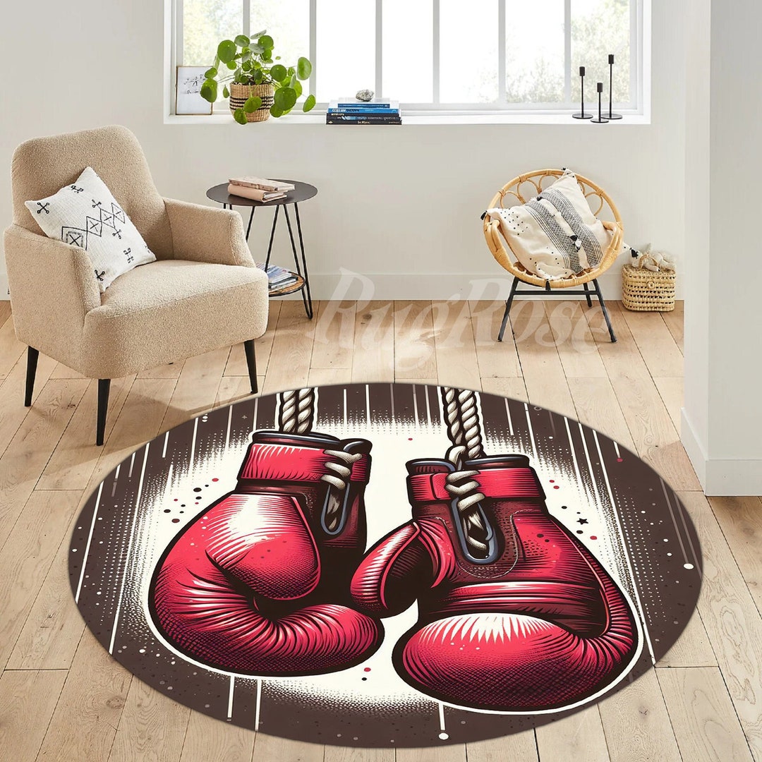 Boxing Rug, Boxing Gloves Rug, Round Boxing Gloves Rug, Knockout Rug ...