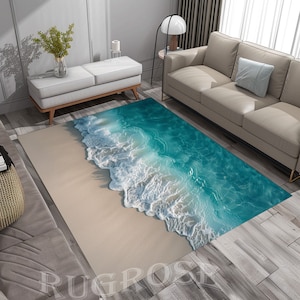 Beach Rug, Sea Rug, Sea Wave Rug, Sand Wave Rug, Nautical Rug, Clear ...
