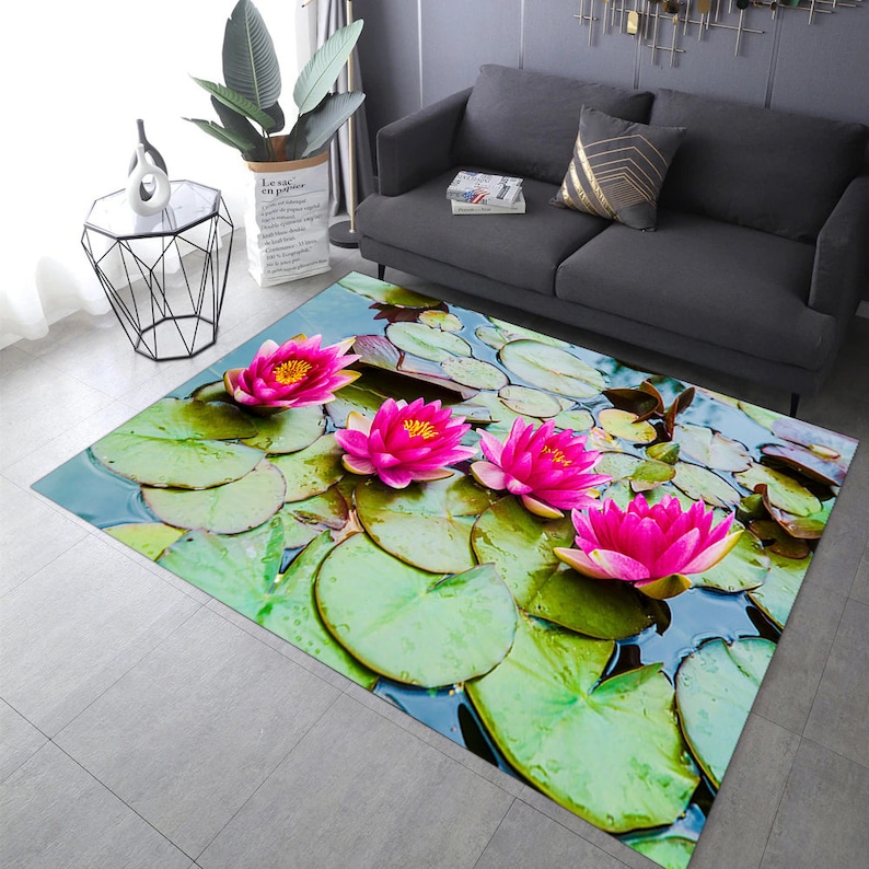Modern Rug Lotus Rug Lotus Flower Lotus Flower Rug Colorful Rug Flower Rug Gift - Etsy