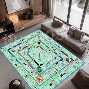 Monopoly Rug, Monopoly, Entertainment Rug, Game Rug, Board Game Rug, Gaming Rug, Gaming Playing Rug, Kids Playing Rug, Monopoly Carpet,