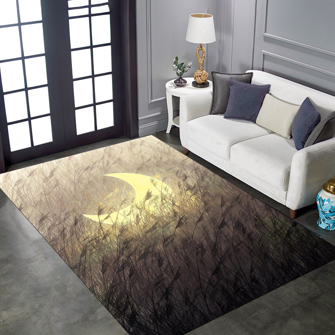 Moon Rug Full Moon Carpet Moonlight Landscape Full Moon Etsy
