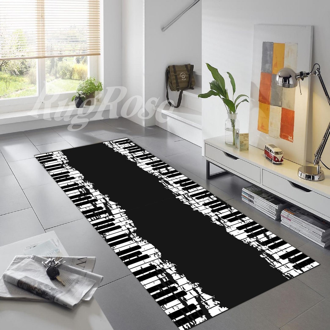 Piano Keys, Piano Rug, Runner Piano Keys Rug, Music Runner Rug, Hallway ...