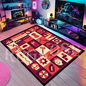 Gamer Rug, Game Room Rug, Retro Games, Computer Rug, Geeky Rug, Geeky Carpet, Computer Gift Rug,Home Programmer Gift, Custom Rug,Popular Rug