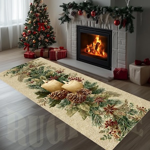 Julklappsmatta med ljus, tallkottedekoration