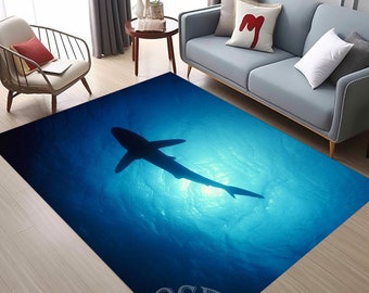 Ocean Shark Rug, Non-Slip Nautical Decor