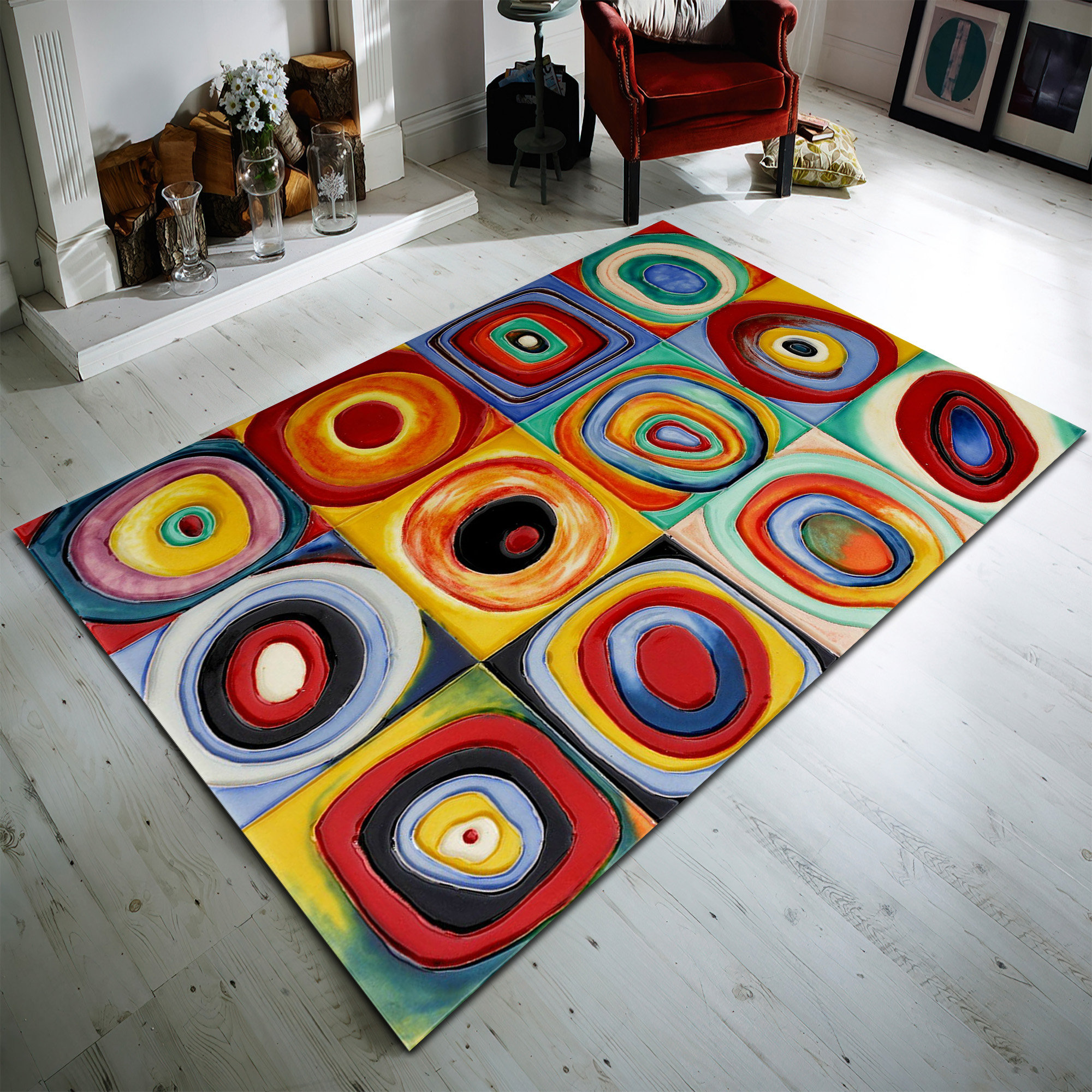 Wassily Kandinsky, tappeto astratto, tappeti fantastici, tappeto popolare, tappeto per la casa, tappeto per soggiorno, tappeto per camera da letto, tappeto in stile astratto, tappeto artistico