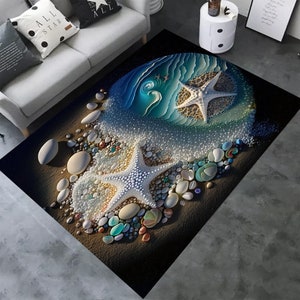Sea Rug, Starfish, Starfish Rug, Beach Rug, Summer Rug, Gift Summer Rug, Design Rug, Sea Themed Rug, Non Slip Rug, Sea Decor Rug, Area Rug