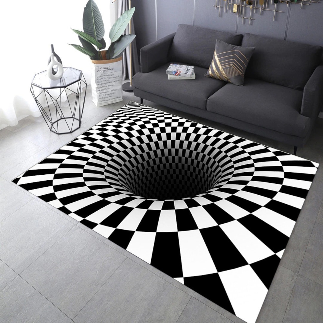Optical Illusion Rug Optical Illusionillusion Rug Cotton3d Etsy