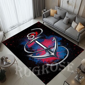 Anchor, Anchor Pattern Rug, Ship Anchor Rug, Nautical Rug,Kids Room Rug, Nautical Art,Sea Rug,Ocean Rug,Gift Decor Rug,Decorative Anchor Rug