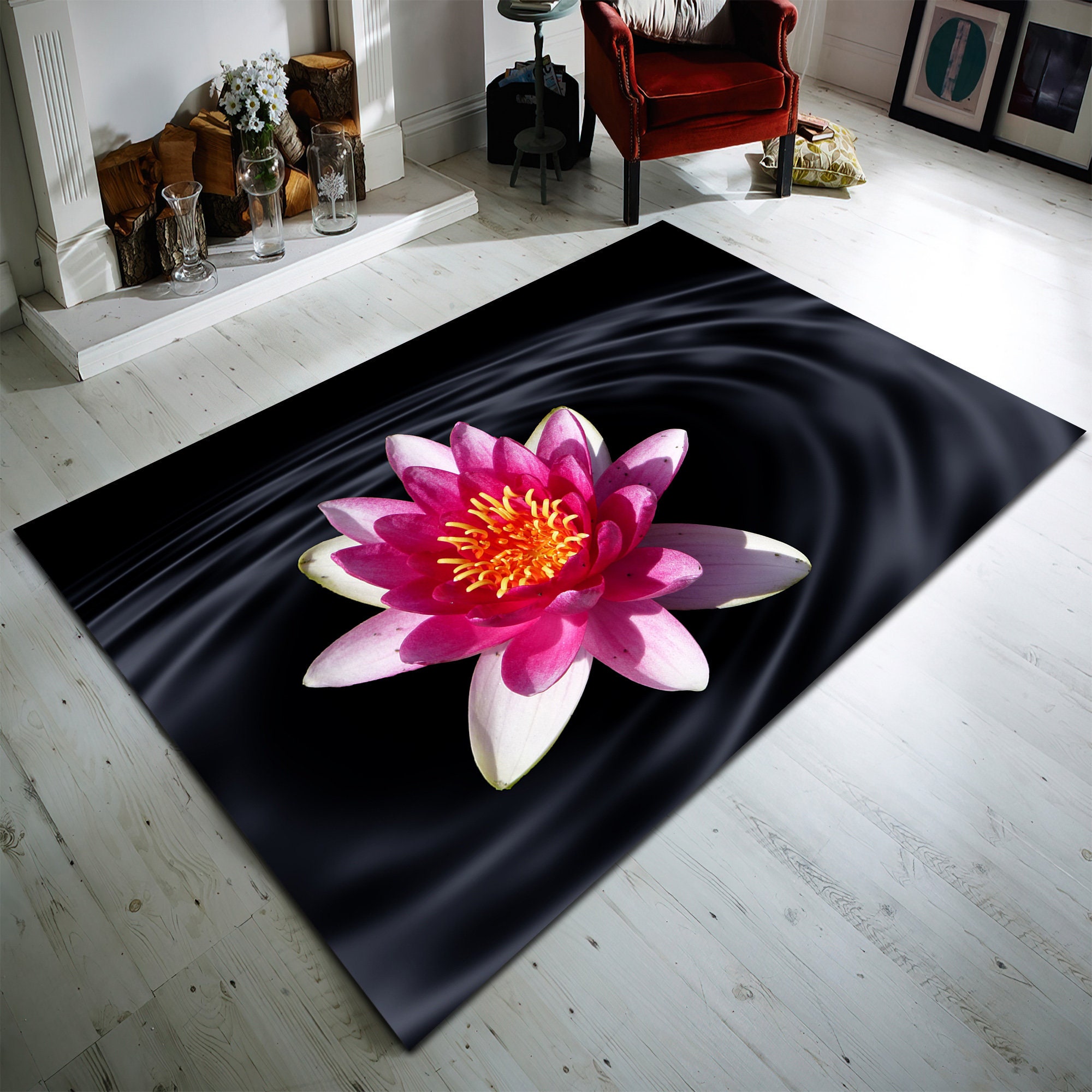 Lotus Flower, Lotus Flower Rug, Colorful Rug, Flower Rug, Gift