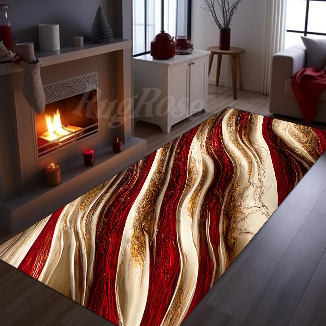 Modern Red Runner Rug Red Gold Marble Runner Rug, Modern Design Rug - Etsy