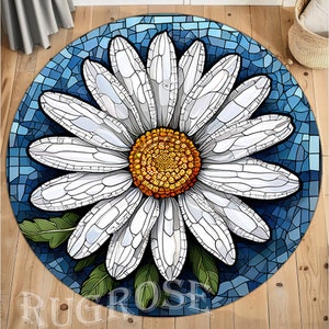 Daisy Rug, Daisy Patterned Rug, Mosaic Daisy Rug, Mosaic Pattern Rug ...