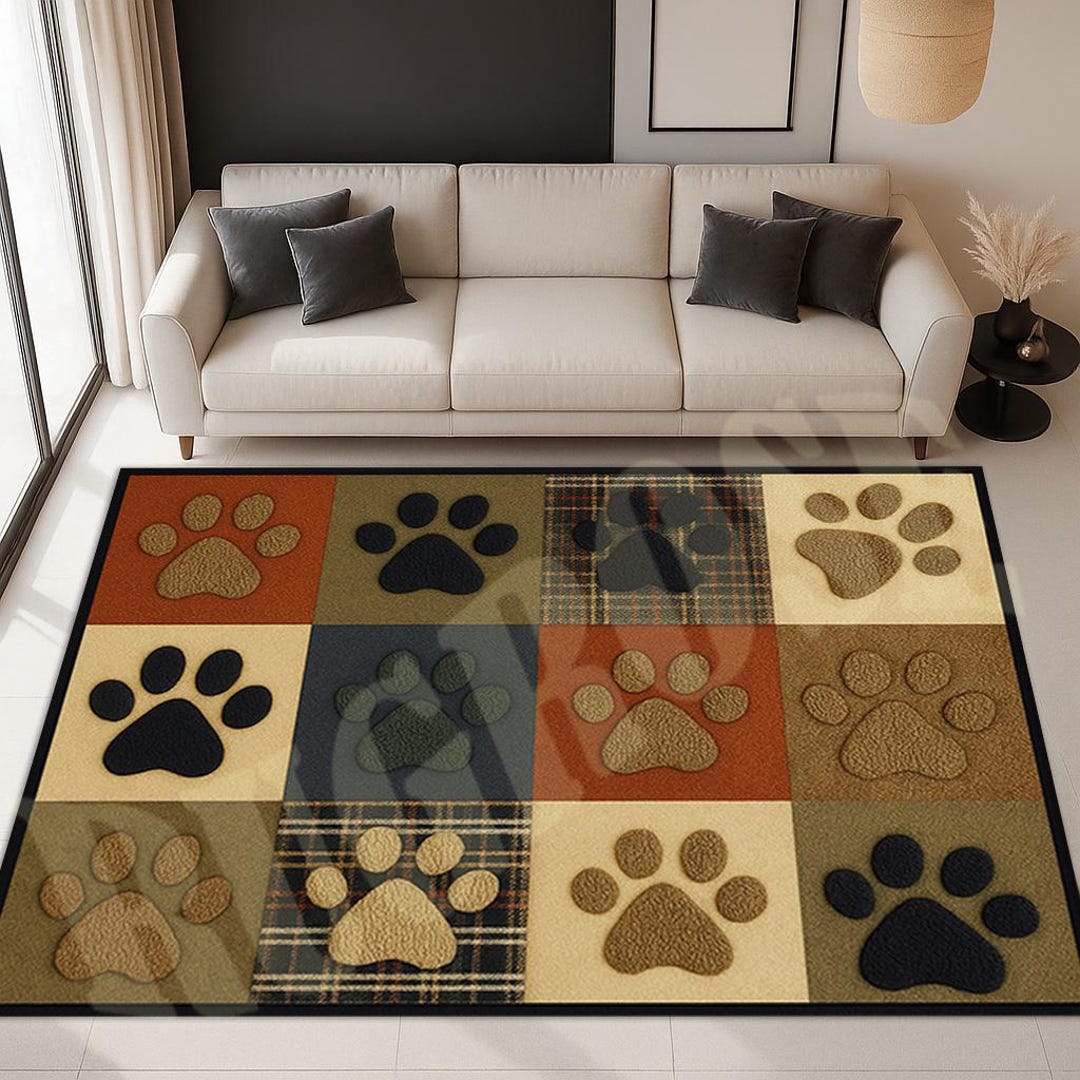 Paw Print Area Rug, Modern Pet Decor, Kids Room Rug - Etsy