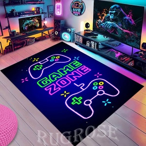 Gaming Rug, Neon Game Zone, Non-Slip Floor Mat