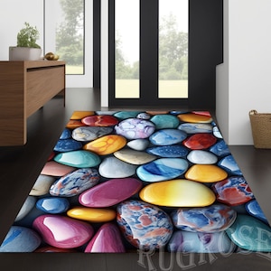 Colored Stone Rug, Stone Pattern Rug, Stone Look Rug, Colorful Stones, Decorative Stone Rug, Stone Art Rug, For Living Room Rug, Popular Rug