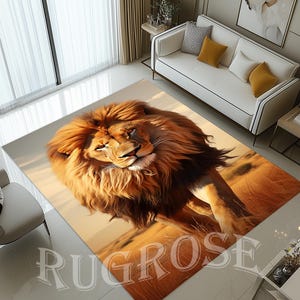 Lion Rug,Lion Pattern Rug,Animal Rugs,Animal Themed Rug,Cool Animal,Living Room Rug, Fan Rug, Gift For Him Rugs, Cool Rugs,Living Room Decor