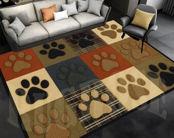 Paw Print Area Rug, Modern Pet Decor, Kids Room Rug - Etsy