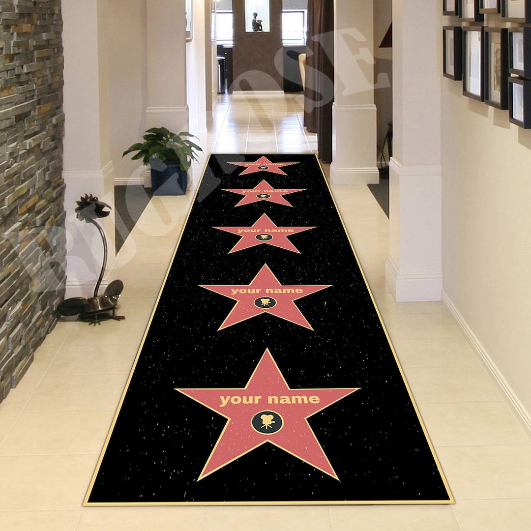 Aplinestars Rug Personalized Hollywood Star Runner Rug, Custom Name - Etsy
