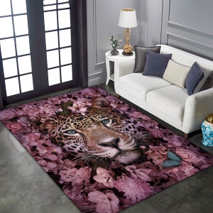 Tiger Rug,Jaguar Rug,Tiger Pattern Rugs,Animal Themed Rug,Cool Animal,Living Room Rug, Colorful Rugs,Big Cat Rug,Home Decor,Non-Slip Rug