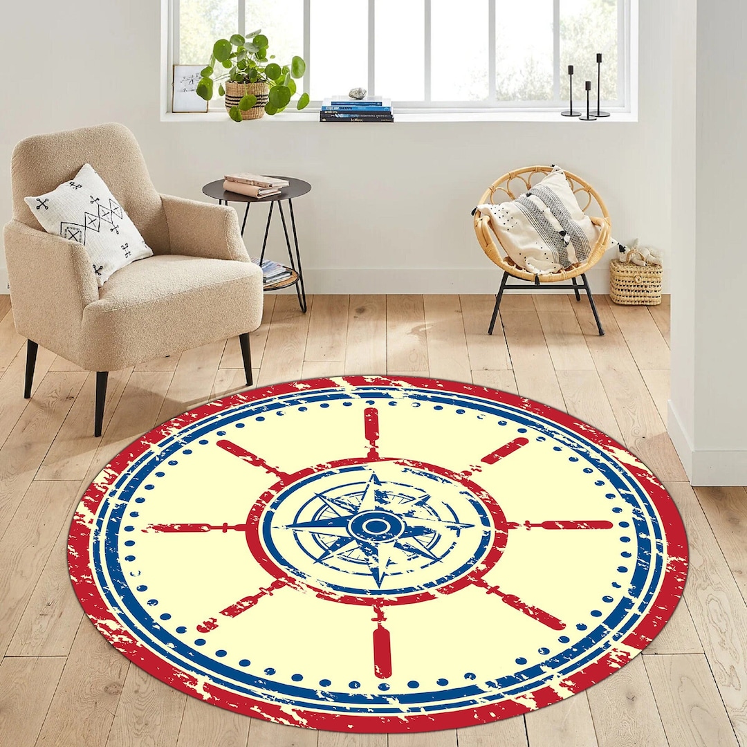 Ship Wheel Rug Wheel Themed Round Rug Sailor Decor Rugs - Etsy