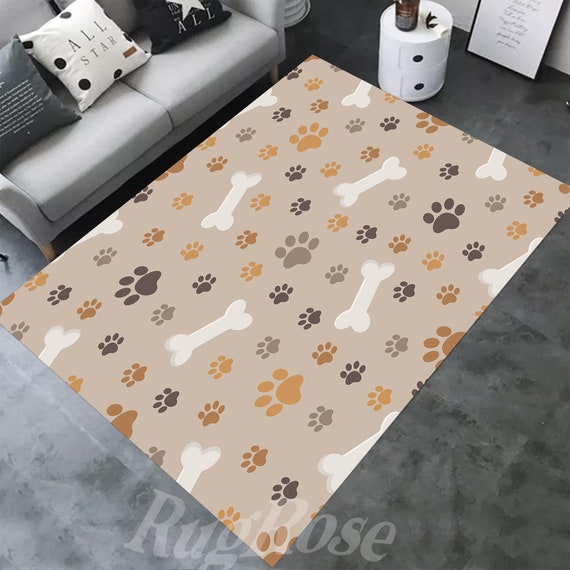 Pet Paw Print Area Rug, Non-slip Cotton Base - Etsy