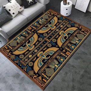 Egyptian, Egypt Rug, Ancient Rug, Ancient Egypt Rug,Hieroglyph Rug, Anubis Rug, Egyptian Decor,Egypt Decor Rug,Antique Rug,Housewarming Gift