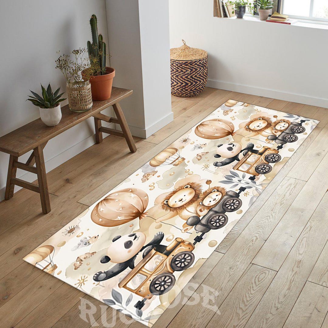 Cute Animal Rug,cute Panda Runner Rug,kids Lion Long Rug,anti Slip Kids ...
