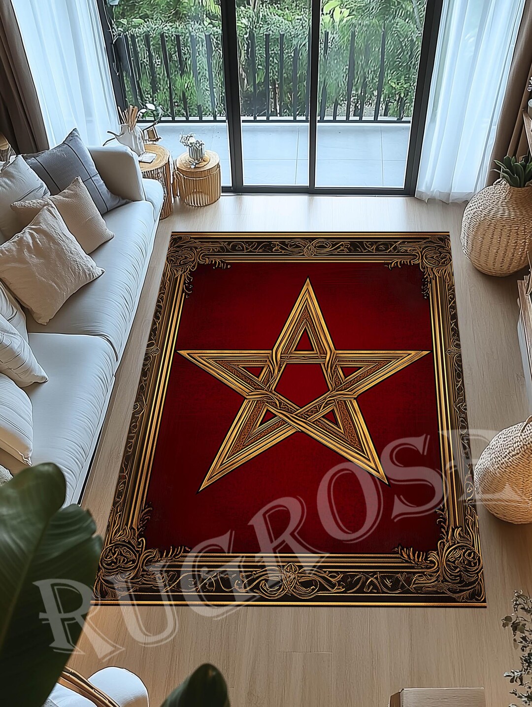 Satanic Area Rug Pentagram Rug, Satan Rug, Devil Rug, the Star Rug, Satanic Carpet ...