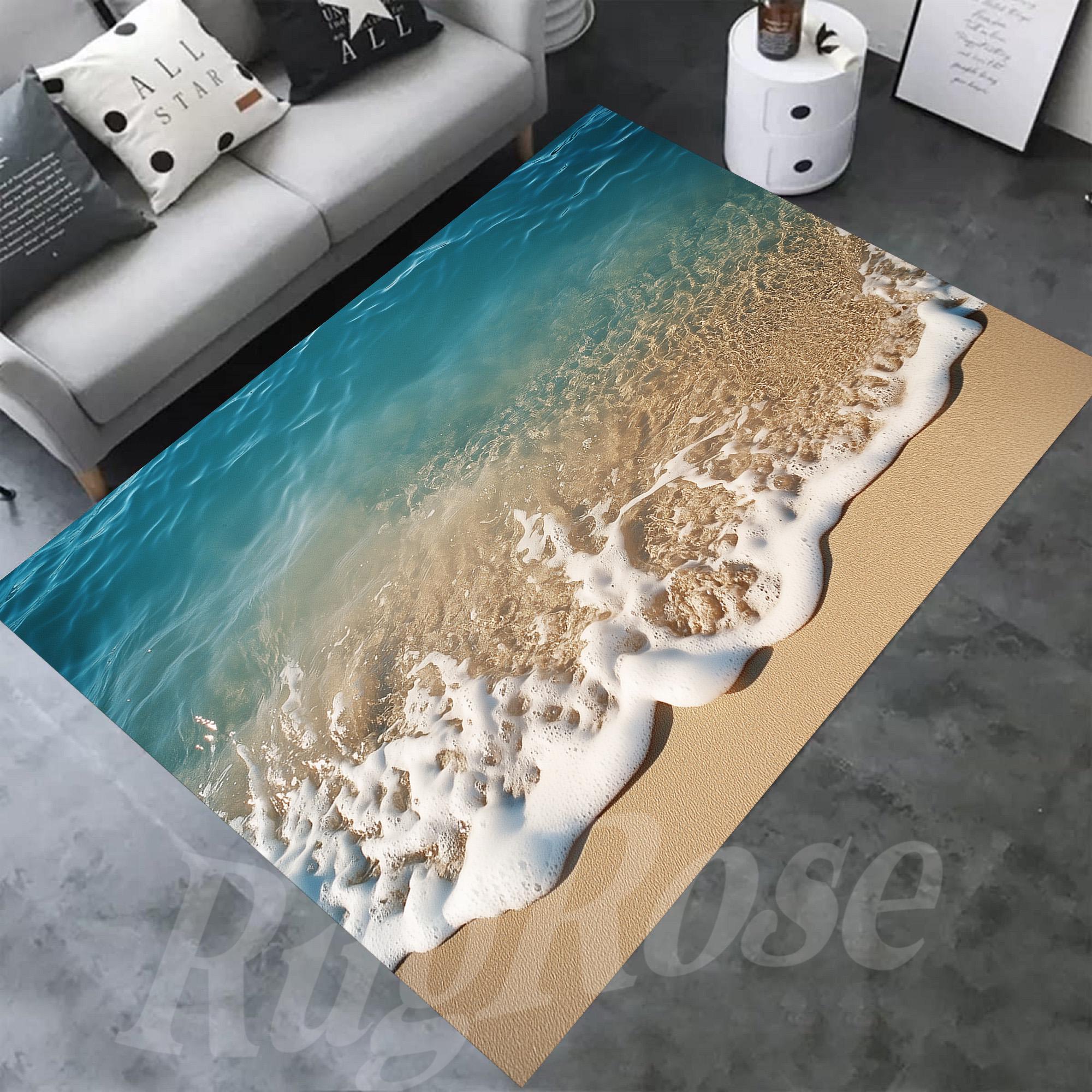 Rectangle Rug Beach Ocean Waves Beach Rug, Nautical Decor, Summer Sea Rug - Etsy