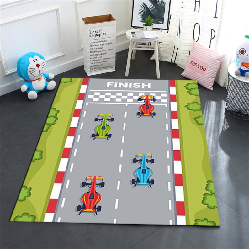 Racing Car Racing Car Rug Finish Line Car Pattern Rug Etsy